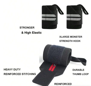 Muñequeras de Neopreno Duraderas y Ajustables Antideslizantes para Levantamiento de Pesas, Entrenamiento en Gimnasio y Fitness, Logotipo Personalizado Disponible - Product Image 2