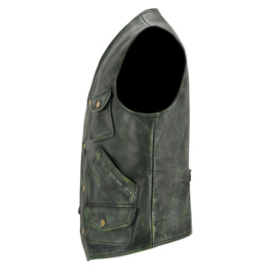 Chaleco de Cuero Genuino Encerado Vintage Personalizado para Hombre, Chaleco de Caza, Chaleco de Motero, Fabricante Mayorista OEM ODM - Product Image 3