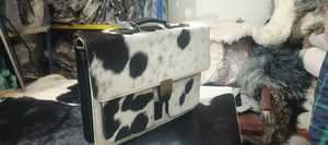 Sac pour ordinateur portable en cuir de vachette véritable avec poils, mallette vintage pour affaires, sac messager, sac de bureau, sac pour ordinateur, unisexe LPBH-0003 - Product Image 2