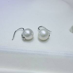 Zhuji Natural Freshwater <b>Pearl</b> <b>Earrings</b> 925 Pure Silver High Heels 12-13mm Edison White Bead Earhook Flawless Round Design - Product Image 5