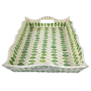 Bandeja Rectangular de MDF Hecha a Mano con Diseño de Frutas Verdes, Asas Decorativas Festoneadas, Decoración del Hogar, Elegante, Vintage, Rústica - Product Image 4