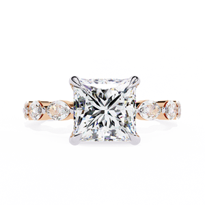 Bagues de mariage classiques et élégantes en or massif 14 carats avec diamant de laboratoire IGI taille princesse 2,5 carats – Cadeau de fiançailles - Product Image 2
