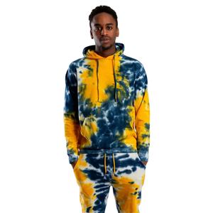 ชุดวอร์มแฟชั่นมีฮู้ดและกางเกงวอร์มมีลายศิลปะย้อมสี - Product Image 1