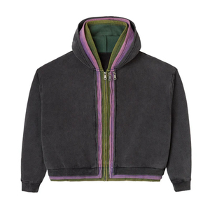 Pull en coton tricoté pour homme, à manches longues, avec fermeture éclair double, broderie, respectueux de l'environnement, thermique, à capuche, court, unisexe, personnalisé pour homme - Product Image 1