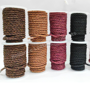 Latest Trendy 12 Ply Customized Color Round Leather Cord <b>Rope</b> Braided <b>Bracelet</b> Findings High Jewelry Components Bag Decoration - Product Image 4