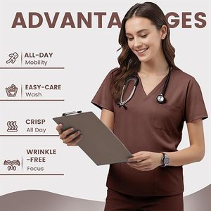 <b>Scrub</b> <b>Tops</b> for Women - V-Neck <b>Top</b> <b>Scrubs</b> with 4 Pockets, Soft Fabric Women’s Medical <b>Scrub</b> <b>Top</b>, Easy Care - Product Image 6