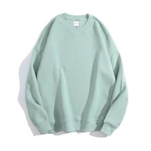 Sweat-shirt à col rond surdimensionné vert menthe unisexe, décontracté, tricoté, couleur unie, vêtement d'automne, coupe classique, manches longues 20247 - Product Image 2