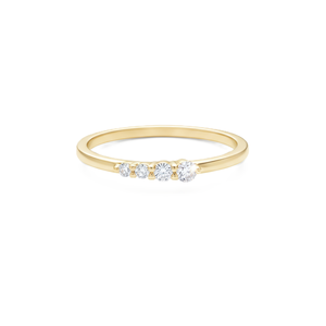 Anillo Apilable Minimalista con Diamantes de Laboratorio Redondos, Oro Sólido de 9K, 10K, 14K, 18K, Anillo de Promesa con Cuatro Diamantes, Anillo de Moda para Uso Diario - Product Image 1