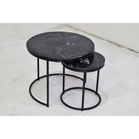 Table basse moderne de luxe en granit indien noir et marbre avec base en fer petit design traditionnel vente à chaud avec ensemble inclus