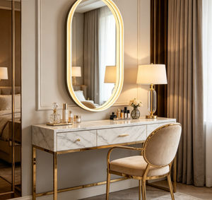 Modern LED Bathroom <b>Mirror</b> Oval Framed Illuminated <b>Vanity</b> <b>Mirror</b> Wall Mounted for Hotel Home - Product Image 4