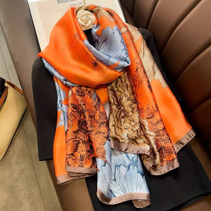 Luxury Design Long Silk Scarf Women Soft Smooth Scarves Head <b>Wrap</b> Hijab Outdoors Muffler Long <b>Shawl</b> Beach Towel Female 90*180cm - Product Image 4