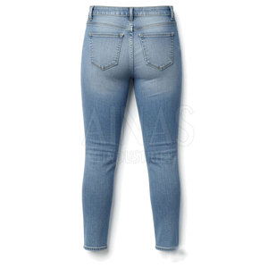 Jean d'hiver coupe droite pour femme, taille haute, en tissu extensible, mélange de coton doux, respirant, léger, pour usage quotidien décontracté - Product Image 2