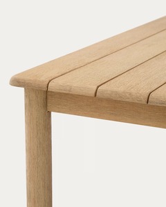 Table à manger moderne en teck massif – Plateau à lattes minimaliste, table en bois durable pour intérieur et extérieur, idéale pour les espaces contemporains - Product Image 5