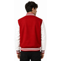Blouson universitaire rouge et blanc avec appliqué éclair de star de football, manches longues, boutons sur le devant, pour adulte, tenue décontractée d'automne