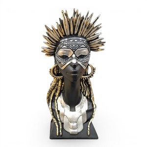 Escultura de Busto de Dama Africana, Arte Tribal Moderno, Figura de Poliresina, Adorno Decorativo para Mesa, para Decoración del Hogar u Oficina - Product Image 1