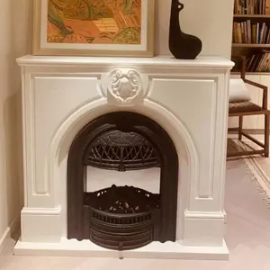 Marco de Chimenea de Mármol Blanco Hecho a Mano, Soporte de Pilar Decorativo Clásico Moderno, Independiente, Tamaño Personalizado, para Interiores - Product Image 1