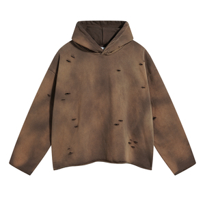 Breathable 100% Cotton Eco-friendly Distressed Hoodies for Women Anti wrinkle Streetwear Thermal Custom Women Distressed Hoodies - Product Image 3