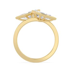 Ring 9k rose gold lab grown diamond fashion side stone bezel fancy shape paper <b>clip</b> round jewelry white gold yellow gold - Product Image 2
