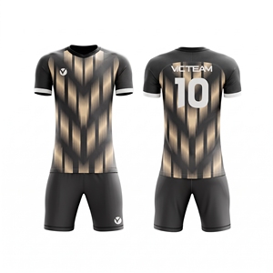 Ensemble d'uniformes de football personnalisés, maillot 100% polyester, kit à manches courtes, imprimé en 3D sur le devant, séchage rapide, respirant, vêtements d'équipe pour adultes - Product Image 3
