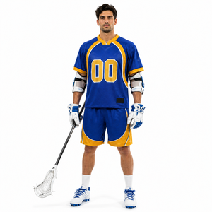 Ensemble d'uniformes de sport de lacrosse personnalisés de haute qualité pour hommes, femmes et jeunes, maillot de lacrosse assorti à un short, respirant, en maille, séchage rapide - Product Image 3