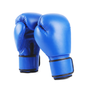 Gants de boxe pour adultes en cuir PU bleu, poignées, fermeture à boucle, sangle de poignet réglable, 10 oz, 16 oz, unisexe, entraînement personnalisé - Product Image 4