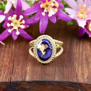 Bague artisanale en argent sterling 925 plaqué or 18 carats avec pierre précieuse turquoise Purple Oyster, bijou fin fait main pour homme - Product Image 2