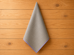 Essuie-tout de cuisine 100% lin taupe, essuie-tout en lin de couleur unie naturelle avec bordure lavande |   Serviette de cuisine en lin de qualité supérieure - Product Image 3
