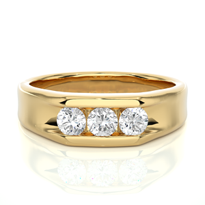 Bague de luxe en or 18 carats avec diamant de laboratoire, taille ronde 0,52 carat, sertie de 3 pierres, certifiée IGI, pour homme - Product Image 5