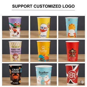 Gobelet personnalisé en papier kraft blanc écologique à double paroi de qualité alimentaire pour crème glacée, soupe, pop-corn et frites - Product Image 3