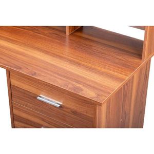 Scrivania per Computer in Truciolato Melaminico con Finitura Noce, 110x50x95cm, Tre Cassetti, con Spazio di Archiviazione - Product Image 6