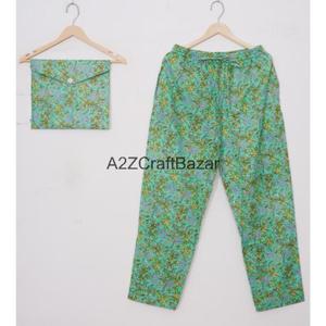 Conjunto de Pijama Informal Transpirable de Algodón 100% para Mujer, Pijama Suave con Cintura Elástica, Mangas Largas, Estampado Floral - Product Image 3