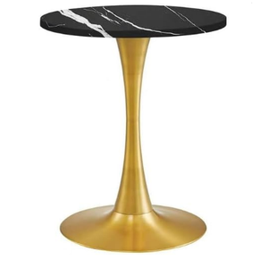 Mesa de Centro Moderna con Tapa Redonda de Mármol y Base de Latón Dorado, Mueble Decorativo para Sala de Estar - Product Image 1