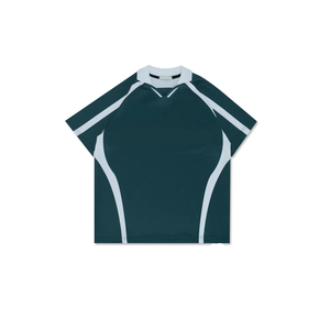 Men's Black Short Sleeve Soccer Jersey With Light Blue Accents Sublimated Print Moisture Wicking <b>Polyester</b> Regular Fit - Product Image 3