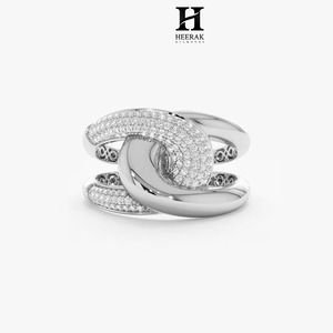 Luxury Lab Grown Diamond Knotted Dome <b>Ring</b> 14K <b>Gold</b> Interlocking Statement Band VVS EF Certified Micro-Pavé Bold <b>Cocktail</b> <b>Ring</b> - Product Image 3