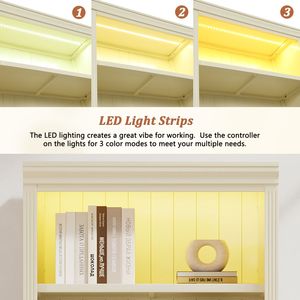 Estantería de Madera de 83.4 Pulgadas de Alto con Tira de Luz, Estantería Decorativa de 5 Niveles, Organizador de Almacenamiento Ajustable para CD/Libros, ¡Envío Gratis! - Product Image 6