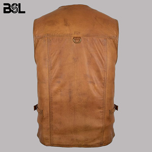 Genuine Leather Handmade Plus Size Men's Hunting Vest | Breathable Summer Riding Waistcoat for Biking & Fishing - Product Image 4