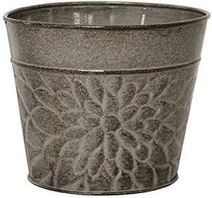Rustic Galvanized Metal Flower <b>Pots</b> Set of 3 with Copper Rim for Garden or Indoor Use Durable Planter for Green Plants - Product Image 3
