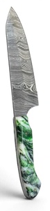 Outil de préparation culinaire en acier Damas forgé à la main sur mesure avec manche en résine verte à motif tourbillonnant - Product Image 3