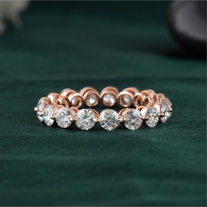2.51 CT Round Lab Grown Diamond Eternity Band 14K Rose Gold Shared Prong Elegant Diamond <b>Rings</b> - Product Image 5