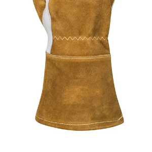 Gants de soudage TIG personnalisés avec un design de pouce droit, couleur marron et blanc, doublure en coton pour la protection lors du soudage à l'arc. - Product Image 6