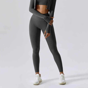 High Quality Lightweight Women's Sport <b>Leggings</b> Solid Color Customizable Logo Fleece Knitted Girls OEM Manufacturer Seamrewear - Product Image 5