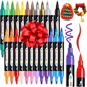 Marcadores de Pintura Acrílica de Doble Punta en 24 Colores, Ideales para Manualidades en Papel, Cerámica y Piedras - Marcadores Artísticos Resistentes al Agua, No Tóxicos e Inodoros - Product Image 1