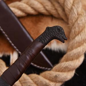 Wholesale Viking Knife Forged in Traditional Craftsmanship Unique Handmade Knives with Artistic Leather Sheaths - Product Image 5