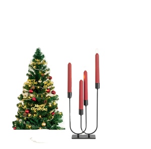 Christmas Iron X-mass Tree Decoration Candle Stand Set of 2 <b>Black</b> Color Stands <b>Black</b> Powder Coated Decoration <b>Candlestick</b> - Product Image 2