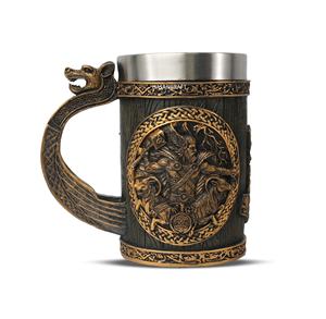Taza para Beber de Doble Pared de Acero Inoxidable Puro con Resina, Diseño de Casco Gótico, Jarra de Cerveza de Caballero, Rey, Dragón, Lobo para el Hogar y Hotel - Product Image 2