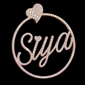 SHRAMAN DIAMOND Customized 925 <b>Silver</b> Gold Plated Moissanite Iced <b>Initial</b> Cursive Name Charms Pendants Crystal Heart Anniversary - Product Image 1