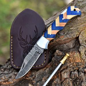 Tendance 2025 Lame En Acier Damas Pliable En Plein Air Tactique Camping Pliant Couteau De Chasse De Poche avec 10 Conceptions De Couleur - Product Image 2