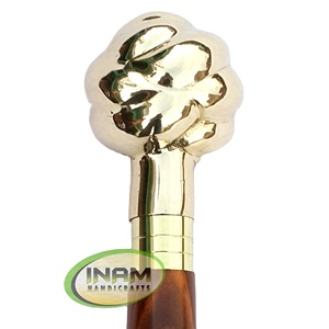Bâton de marche pliable en bois de style vintage fait à la main avec poignée de bouton en laiton/canne de marche en bois avec poignée de bouton en laiton design - Product Image 1