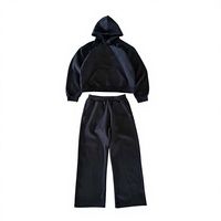 Ensemble de survêtement pour homme, coupe classique, avec sweat à capuche zippé imprimé uni et pantalon de survêtement à jambes larges, en molleton de coton léger, imperméable, écologique, pour la détente