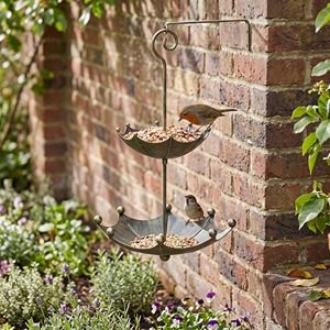 Mangeoire à oiseaux décorative en métal pour l'extérieur, à suspendre, pour jardin, patio, accent décoratif pour la maison - Product Image 6